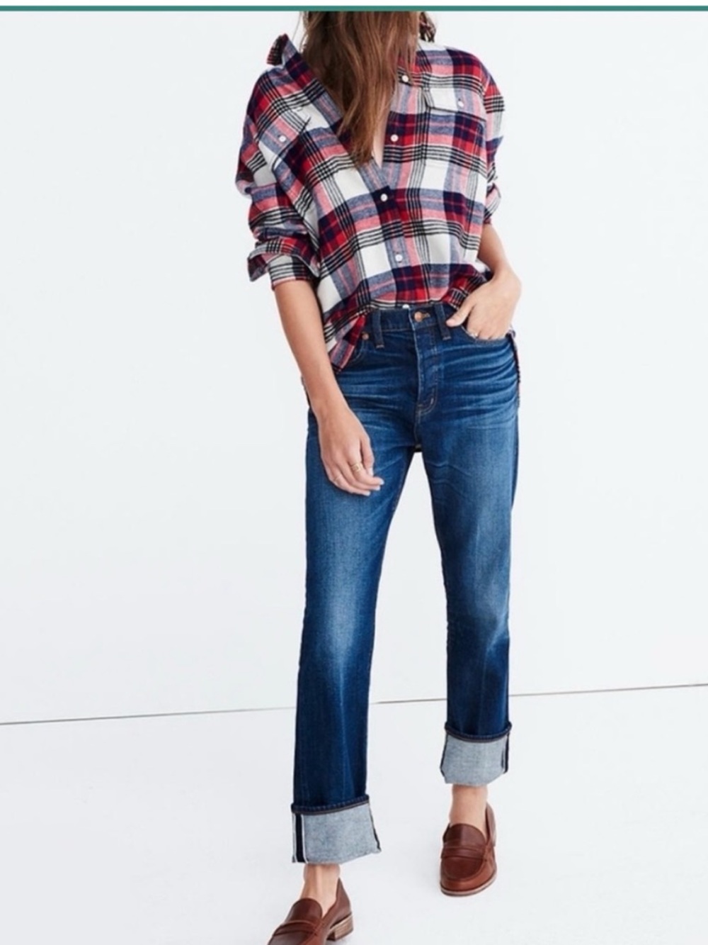 Madewell‎ Flannel Classic Ex-Boyfriend Shirt in Drayton Plaid Size Medium